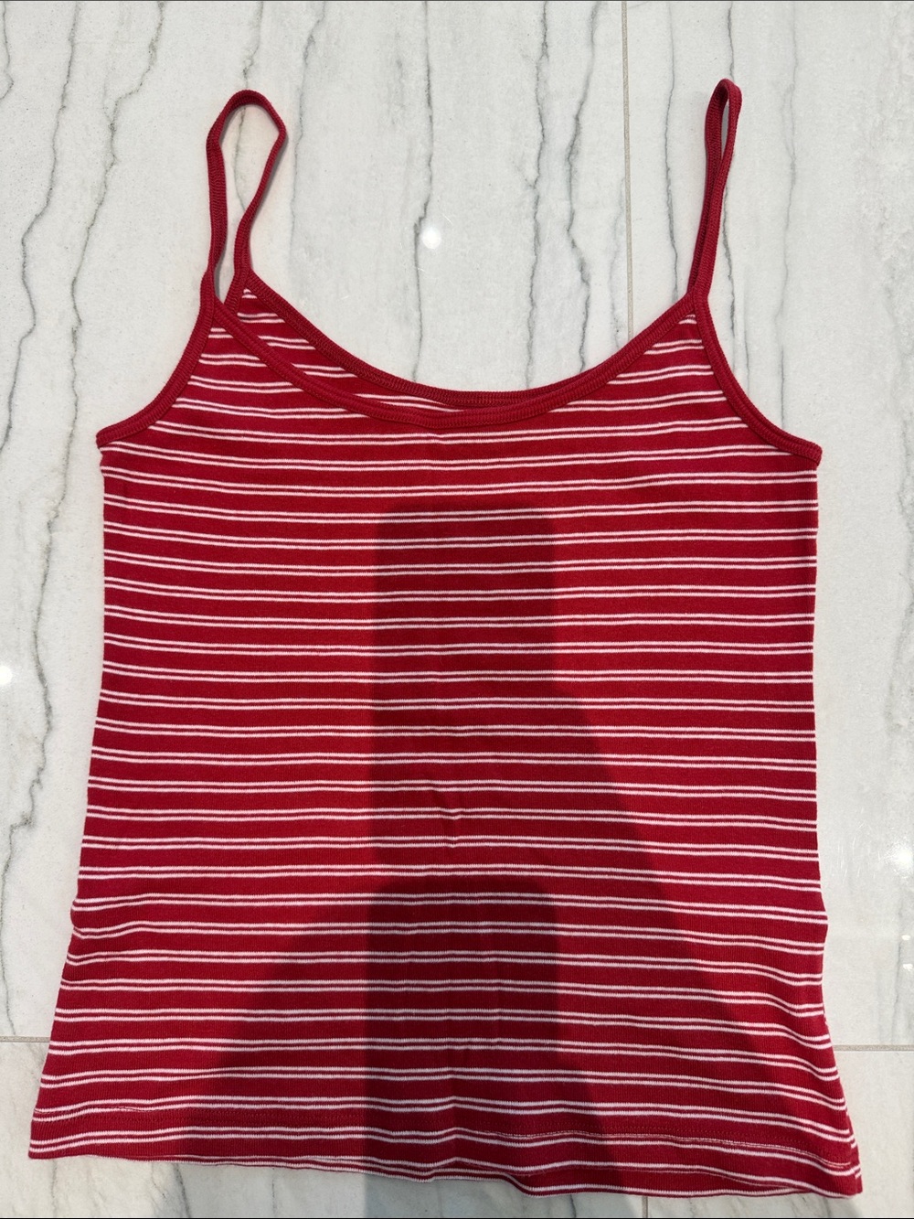 Brandy Melville- Cotton Striped Red Spaghetti Strap Tank Top